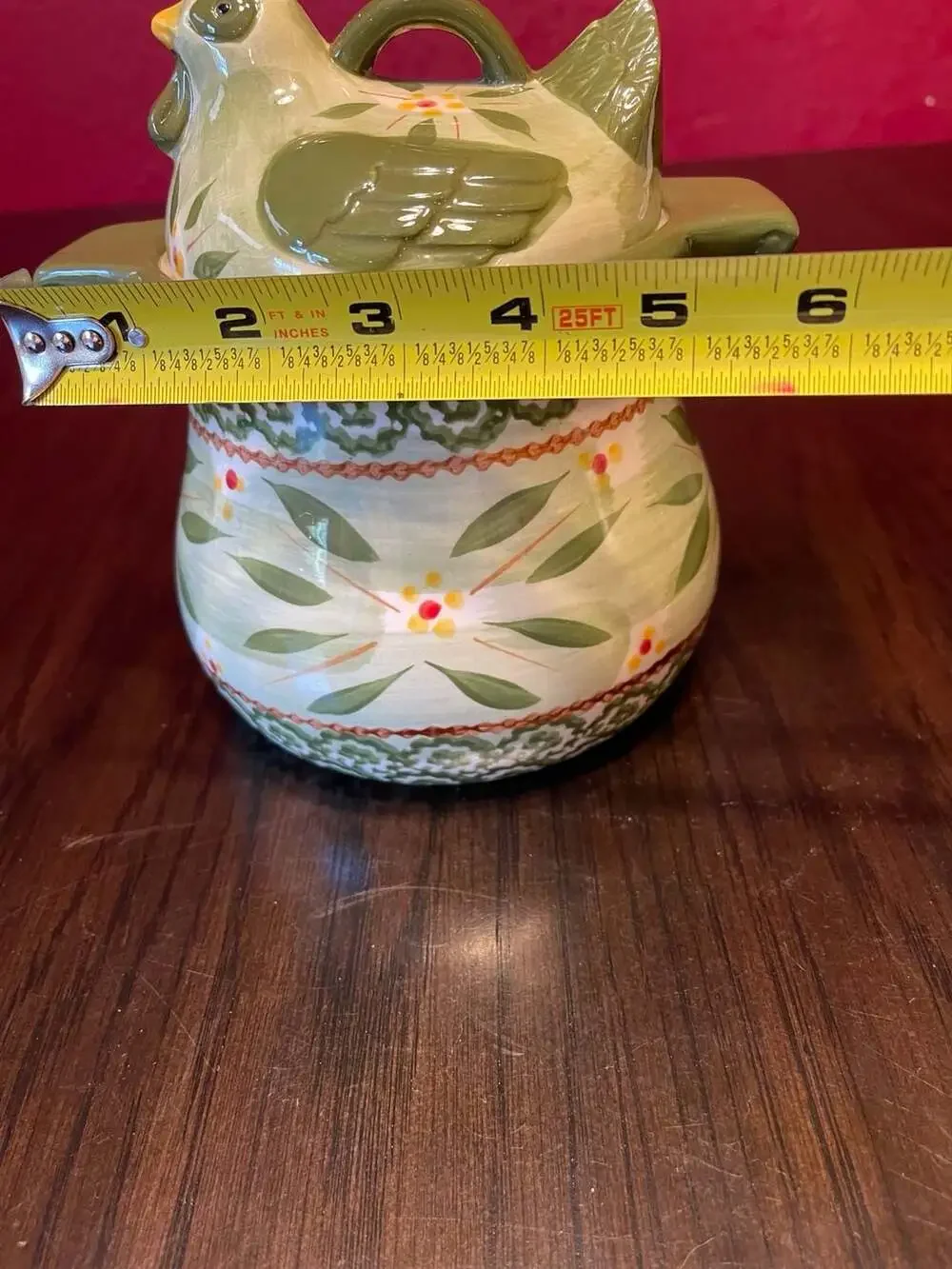 Temp-tations Old World Green Chicken Hen Mini Baker Canister Bowl with Lid